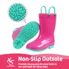 Buty comwarm maluch dzieci buty deszczowe z uchwytami Śliczne dinozaur jednorożca unisex deszczowe buty dla dziewcząt i chłopców wodoodporny but bez poślizgu 230905