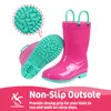 Boots Comwarm Toddler Kids Rain Boots med handtag Söta dinosaurier Unicorn Unisex Rain Shoes For Girls and Boys Watertproof Non-Slip Boot 230905