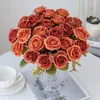 Decoratieve Bloemen 6 Hoofd Herfst Rose Kunstbloem Voor Kerst Krans Decor Bruiloft Bruidsboeket Thuis Bloemstuk Pography