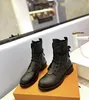 Latest Autumn/Winter Women's Boots Lace up Low Heel Round Head Printed Panel Martin Motorcycle Show Size 35-43+box