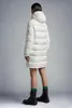 2023 Autumn Winter Women's White Duck Down Parkas Zip Jackets Hooded Striped Woman's Slim Long Coats MK23002