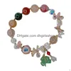 Kralen Ruifan Natuurlijke Groene Jade Bloem Waterdrop Hanger Mticolor Rutielkwarts Kristal Armband Vrouwen Fijne Sieraden Ybr572 Drop