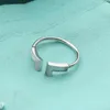 Doppel-Buchstaben-Form-Band-Ringe, die s925 Silber-Diamant-Perlen-Austern-Ehering öffnen, Mode-Klassiker-Frauen-Luxusschmuck mit Tasche für Verlobungsgeschenk