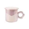 Tassen Einfache Blume Griff Becher mit Deckel Mädchen Herz Keramik Wasser Tasse Hohe Schönheit Haushalt Frühstück Nette Kaffee Milch