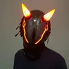 Máscaras de festa Red OX Horn Cosplay Hellboy II Abel Murloc Máscara Capacete LED Light Máscaras Halloween Holiday Props 230905