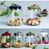 Opslagflessen Potten 600 ml glazen pot Keukenvoedselcontainers met deksel Flesgrootte 600 ml 4 kleuren Drop Delivery Huis Tuin Houseke Otnzs