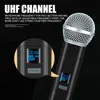 Microfones Mikrofon nirkabel genggam Dual channel UHF mikrofon dinamis frekuensi tetap untuk pesta pernikahan Karaoke pertunjukan Gereja 230905