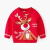 Pullover Baby Boys Girls Knitted Sweater Year Party Costume Cute Cartoon Elk Christmas Sweater Childrens Clothing 2 3 4 5 6 7 Years 230906