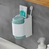 Bath Accessory Set Magnetic Cup Wall Mount Toothbrush Holder Toothpaste Storage Rack Automatic Squeezer Dispenser Bathroom Accessories