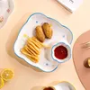 Plates Dumplings Plate With Vinegar Household Compartment Dinner Dish Children's Tableware Square Dumpling Bowl Fruit Salad