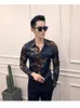 Men's Casual Shirts Men Clothing2023 Spring Korean Version Of The Young Hair Stylist Lapel Single-Breasted Floral Slim Shirt Mens Designer