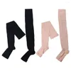 Chaussettes de Compression pour femmes, bout ouvert, Protection des mollets, bas élastiques aux genoux longs, bas pour varices