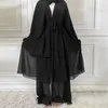Vêtements ethniques Femmes musulmanes douces et élégantes en mousseline de soie Cardigan à couches solides Cardigans longs en vrac pour les femmes