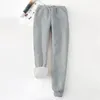 Damen Hosen Capris verdicken warm für Frauen Herbst Winter koreanische Mode verdickte Jogginghose Büro Damen übergroße breite Bein 230905