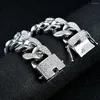 Bracelets à maillons 1 Mode Hip Hop Bijoux 8 pouces 18mm Micro Pave Zircone Cubique Pierre Tout Glacé Chaîne Cubaine Bracelet En Or Pour Cadeaux
