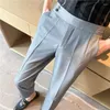 Ternos masculinos 2023 estilo britânico outono sólido negócios casual terno calças roupas masculinas simples todos os jogos formal wear calças de escritório em linha reta