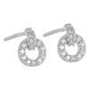 Stud Earrings S925 STERLING Silver Personality INlaid Stone Circle Earring TEMPERAMENT FEMALE Jewelry Ornaments