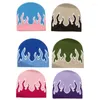 Basker l93f kvinnor beanie hattar varm öronskydd hatt tonåringar flammönster handgjorda
