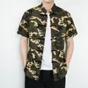 Camisas casuais masculinas 2023 verão camisa de manga curta homens estilo chinês algodão linho camoflague roupas masculinas marca M-5XL plus size