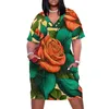 Plus Size Dresses Floral Print Dress V Neck Red Rosses Modern Female Street Fashion Design Casual With Pockets Storlek 5xl 230905