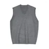 Mäns västar Autumn Solid Sticked Vest Personlighet V-ringad ärmlös tröja Ytterkläder Löst Waistcoat Top Male Clothes