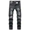 Jeans pour hommes de haute qualité style coréen mince pantalon de luxe pour hommes noir solide denim poches cargo en détresse classique