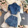 Mulheres Tracksuits Mulheres 2022 Verão Sem Mangas Strapless Zipper Denim Tank Top Colete Cintura Alta Shorts Jeans Dois Peça Set Mulheres Ou Dhffp