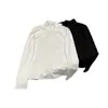 Женская футболка, дизайнерская, осенне-зимняя, новая, универсальная, простая, модная, с металлическим треугольным логотипом, топ на молнии с высоким воротником, 1F8O