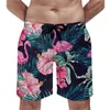 Pantaloncini da uomo Fenicotteri rosa Bordo Foglia di palma Fiore Carino Spiaggia Stampato Abbigliamento sportivo Costume da bagno ad asciugatura rapida Idea regalo