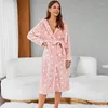 Kvinnors sömnkläder kvinnor nattklänning vinter flanell söt huva kvinnlig varm söt casual lös mantel tjockare mjuka hemkläder pyjama pyjama