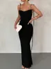 Maxi Slip Vrouwen Feestjurk Sexy Backless Slanke Vrouwelijke Avondjurken 2023 Lente Zomer Ruches Schede Lange Dame Gewaad