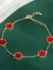 Link Bracelets 1Pcs Five Flower Charm Bracelet Gold Plated Double Colorful Clover Elegant Modern Fashion Jewelry For Women Girls Gift