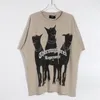 Herr t-skjortor harajuku t-shirt 2023 sommar hund bokstav tryckt vintage skjorta hip hop streetwear bomull överdimensionerade lösa tvättade topp tees