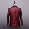 Marke Männer Schal Kragen Wein Rot Casual Anzug Jacke Prom Party Blazer Mann Mantel Blazer Hombre Männer Slim Fit Floral masculino277e