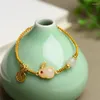 Charm Armbanden Ruifan Vergulde Witte Handgemaakte Gele Touw Ketting Gevlochten Geweven Armband Voor Vrouwen Vrouwelijke Mode-sieraden YBR802