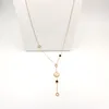 2024 Long four circle size black and white colored scallops rose gold sweater necklace for women