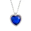 Collana romantica Il cuore dell'oceano Per le donne Cristallo blu rosso a forma di cuore con amanti Collane con pendente in pietre preziose Gioielli Titanic LL