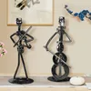 Decorative Objects Figurines Metal Musician Guitar Player Statue Musical Instrument Little Iron Art Collectible Figurine Home Cafe Office Book Decorate 230906