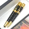 Edição limitada Caneta Elizabeth Rollerball Caneta esferográfica Canetas tinteiro Preto Dourado Prata gravado Boné com incrustação de diamante Material de escritório comercial com número de série