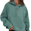 Lu-43 Autumn Winter Yoga Suit Scuba Hoodie Half Zip Women's Sports Sweater Loose Gym Jacket Fitness Short Plush Coat Sweatshirt