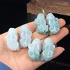 Colares Pingente Natural Jade Pixiu Colar Homens Mulheres Jóias Finas Myanmar Jadeite Flutuante Flor Birmânia Jades Pedra