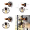 Wall Lamp Retro Lights E27 Vintage Metal Lantern Lamps Antique Wooden For Home Aisle Coffee Bar Store El Decor Drop Delivery Garden Dh2Aq