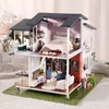 Accessoires voor poppenhuis DIY miniatuur poppenhuis meubelsets hout romantische moderne villa cottage puzzel speelset zelf in elkaar gezet voor meisjes 230905