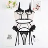 Sexy Set Lingerie Sexy Thong Panties Female Underwear Sets Patchwork Lace 3 Piece Transparent Bra Erotic Costumes Nude Outfits 230808