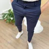 Erkek pantolonlar erkek ince fit rahat sıska streç iş ofisi biçimsel pantolon