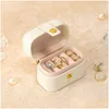 Jewelry Boxes Small Portable Storage Box Pu Leather Travel Organizer Ring Earrings Mini Display Case Holder Gift Package Drop Delive Otwkl