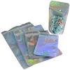 Packing Bags Wholesale 100Pcs Lot Resealable Stand Up Zipper Aluminum Foil Pouch Plastic Holographic Smell Proof Bag Food Storage Pa Otm7L