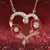 Pendant Necklaces Fashion And Creative Heart Shaped Necklace With Rhinestones On The Flower Edge As An Anniversary Party Gift