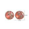 Boucles d'oreilles rondes pour femmes, Style tendance, couleur or, fleur en métal, pierre opale rose et verte