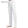 Pantalons pour hommes 2023 Stand Pocket Casual Lin Solide Blanc Gris Pantalon Plus Taille 3XL Hommes Élégant Mode Pantalon De Survêtement Hommes Streetwear 230906